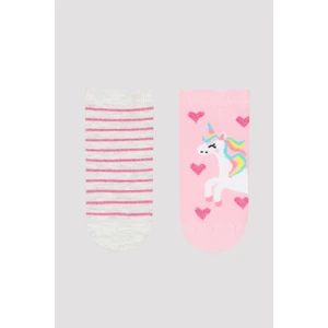 Mix Unicorn Heart 2li Patik Çorap