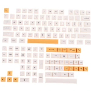 140 Tuşlar Pbt Keycaps Kiraz Ingiliz Yazı Tipi Için Mekanik Klavyeler Için Beyaz Sarı Set (Yurt Dışından)