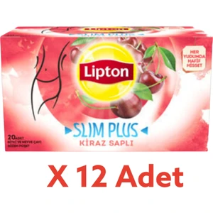Slim Plus Kiraz Saplı Bitki Poşet Bardak Çayı 20LI x 12 Adet