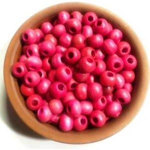 Flea Market Fuşya Ahşap Boncuk - 10MM - 200 Adet
