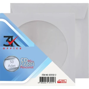 Office-3k Pencereli CD Zarfı 90 gr – 12.5 cm x 12.5 cm – 50’li Paket
