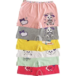 Tutku kız Çocuk Renkli Likralı Pamuk Boxer 6 Lı Paket