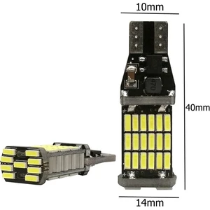 T15 Duy Beyaz LED Geri Vites Ampulü W16W 45 Çipli