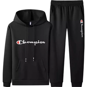 Amor Man Büyük Beden Kapüşonlu Champıon Göğüs Baskılı Yeni Stil Dış Mekan Modern Erkek Eşofman Takımı