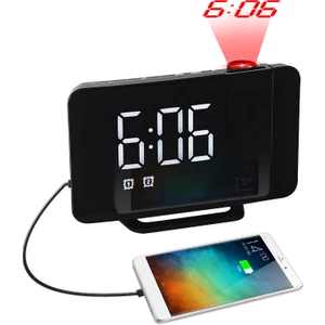 Zshskj Projeksiyon LED Büyük Ekran Alarm Saati Radyo Elektronik Saat