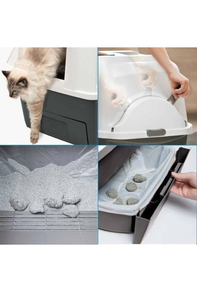 Catit Smart Sift Otomatik Kedi Tuvalet Kabı Gri Beyaz 66X48X63