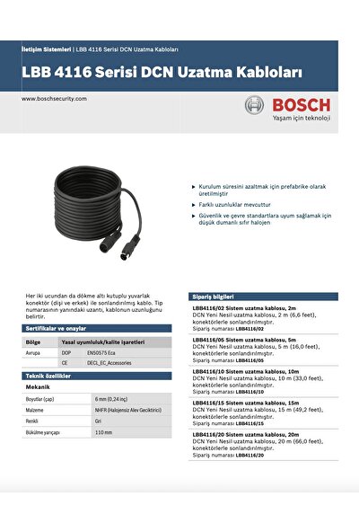 Bosch LBB4116/10 M Dcn Uzatma Kablosu