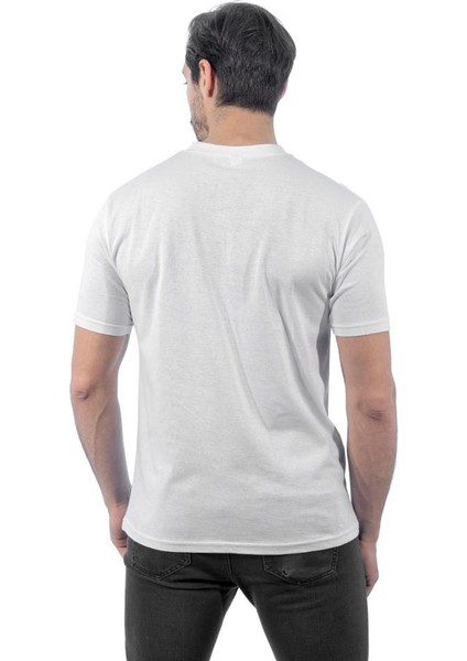 V Yaka Tişört, Beyaz -113E210- T-shirt, Tshirt, Kısa Kollu