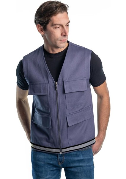 , Reflektörlü Yelek, Gri -118E1631- İş Yeleği-Vest