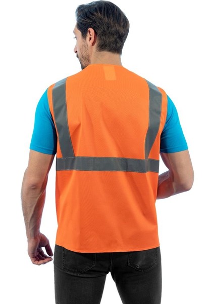 Mühendis Yeleği, Turuncu -52E1000- İş Yeleği-İş Güvenliği