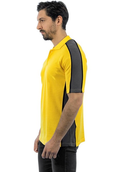 , Polo Yaka Tişört, Sarı-Gri -136E2165- T-shirt, Tshirt fiyatları