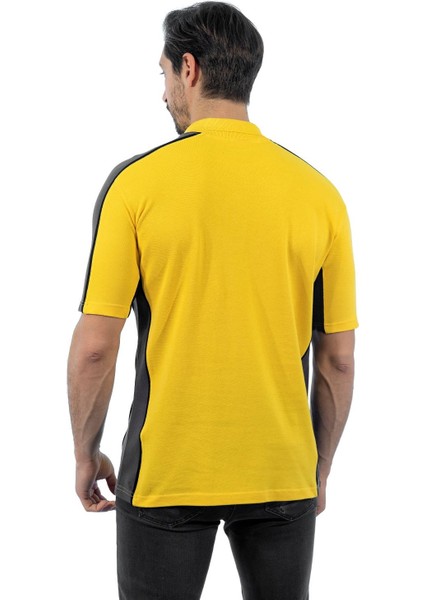, Polo Yaka Tişört, Sarı-Gri -136E2165- T-shirt, Tshirt modelleri