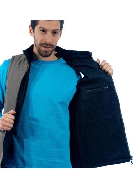 , Polarlı Yelek, Gri -118E1431- Kışlık Yelek-Vest modelleri