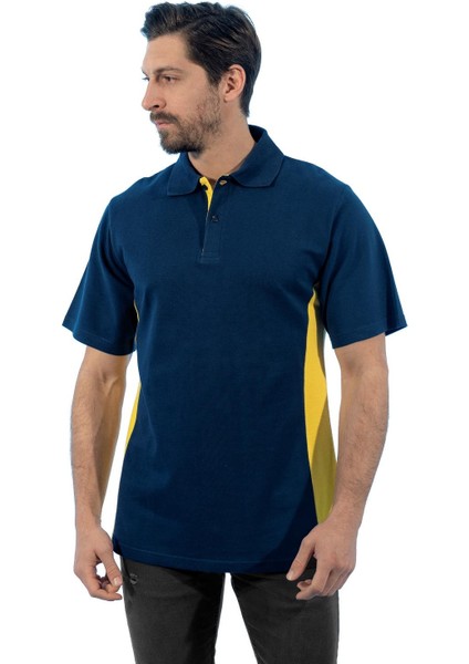 , Polo Yaka Tişört, Lacivert-Sarı -136E2769- Tshirt