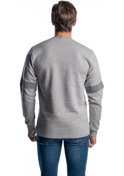 , Reflektörlü Sweatshirt, Açık Gri, Sıfır Yaka -107E4730- fiyatları