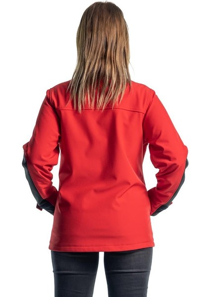 , Kadın SoftShell Mont, Kırmızı -91E2379- Su İtici modelleri