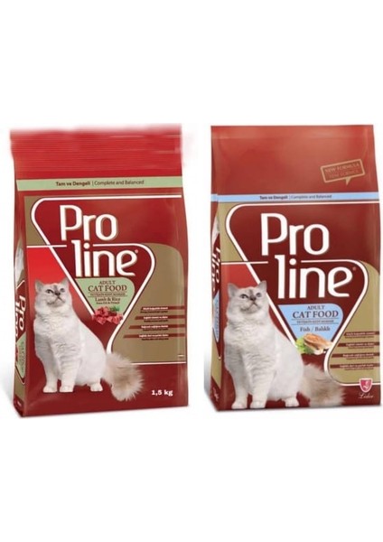 Proline Balıklı, Kuzu Etli Yetişkin Kedi Maması Seti 1.5 kg x 2 Adet