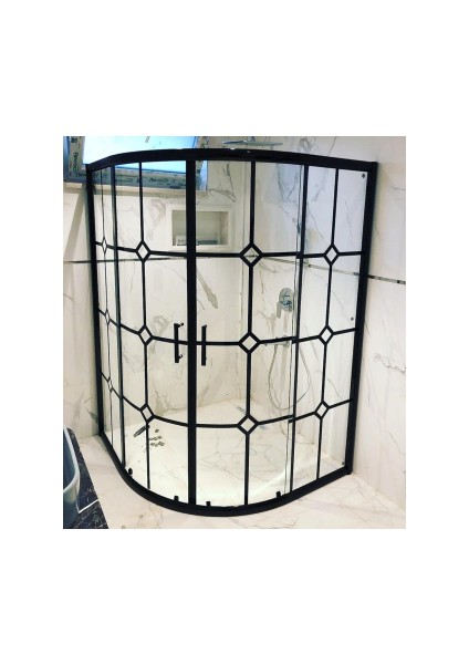 Ozelduş 90*90 cm Oval Siyah Profil Siyah Çizgili Baskı Desen Cam