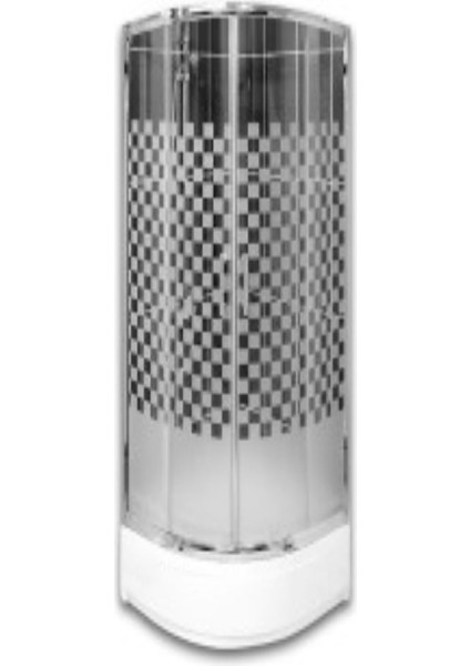 Özelduş 5 mm 90*90 Desenli Cam Oval Seri Duşakabin Tekneli