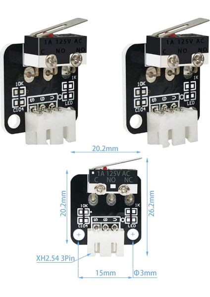 Shuai Yan 5 Adet 3pin Son Durdurma Limit Anahtarı 3D Yazıcı Aksesuarları Için Mekanik Uç Durdurma Anahtarı Modülü Cr 10 Ender3