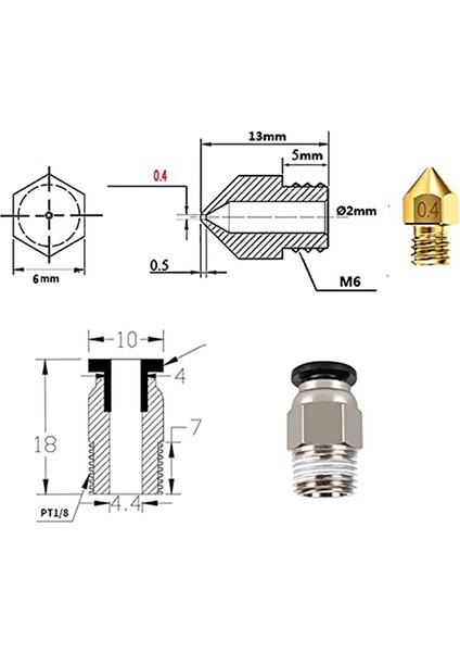 Shuai Yan Tüm Metal Hotend - Titanyum Isı Kırıcı, Nozul .4mm, Pnömatik Bağlayıcı, Silikon Çorap Creality Ender 3 Pro Yükseltmeleri (Yurt Dışından)