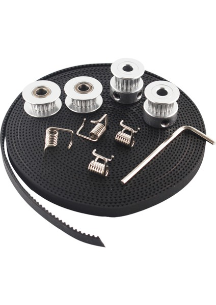 2x Gt2 Kasnak 20 Diş Çapı 5mm + Gt2 6mm Triger Kayışı ve 2x Avara 3D Yazıcı Için 4x Gergi Reprap
