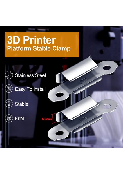 Shuai Yan 20 Adet 5.2mm Ender 3 Cam Yatak Yaylı Dönüş Klipsleri, Ender 3 Pro Creality Için Yatak Klipsleri Kelepçe Ender 3 V2, Ender 3s ve Daha Fazlası