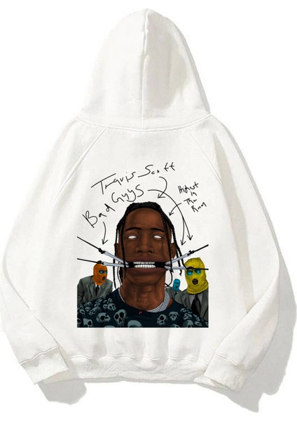 Unisex Jackboys Travis Scott Beyaz Sweatshirt