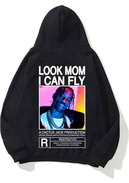 Unisex  Look Mom I Can Fly Renkli Siyah Sweatshirt