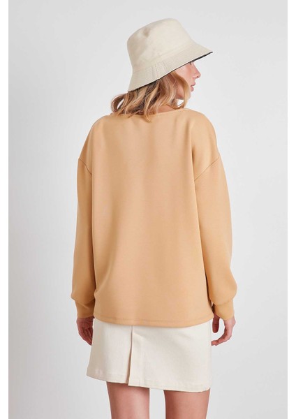 V Yaka Scuba Kumaş Sweatshirt