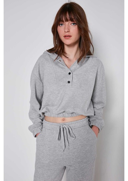 Yaka Çıtçıt Kol Etek Ucu Lastikli Sweatshirt modelleri