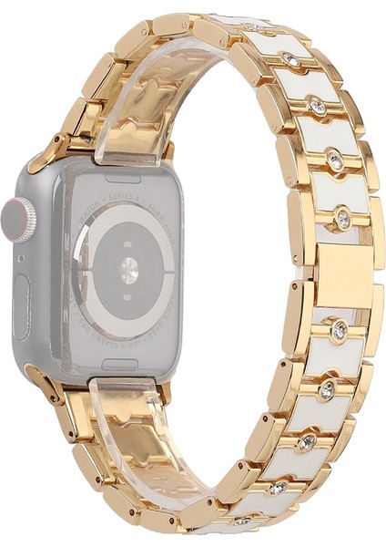 Puluz Apple Watch Uyumlu 7 45Mm / 6&Se&5&4 44Mm / 3&2&1 42Mm Için Kayış Altın + Beyaz