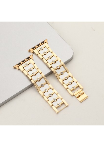 Puluz Apple Watch Uyumlu 7 45Mm / 6&Se&5&4 44Mm / 3&2&1 42Mm Için Kayış Altın + Beyaz fırsatları