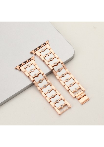 Puluz Apple Watch Uyumlu 7 45Mm / 6&Se&5&4 44Mm / 3&2&1 42Mm Için Kayış Gül Altın + Beyaz fırsatları