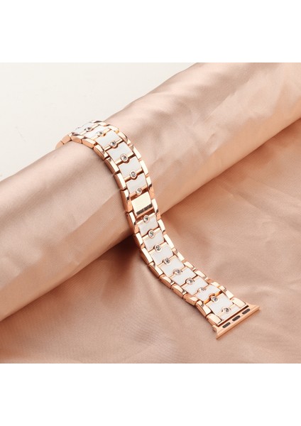 Puluz Apple Watch Uyumlu 7 45Mm / 6&Se&5&4 44Mm / 3&2&1 42Mm Için Kayış Gül Altın + Beyaz indirimleri