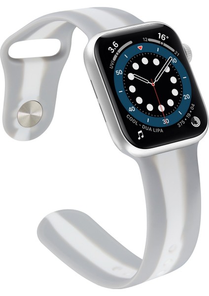 Puluz Apple Watch Uyumlu Series 7 Için Silikon Kayış 45Mm / 6 & Se & 5 & 4 44Mm / 3 & 2 & 1 42Mm Açık Gri modelleri