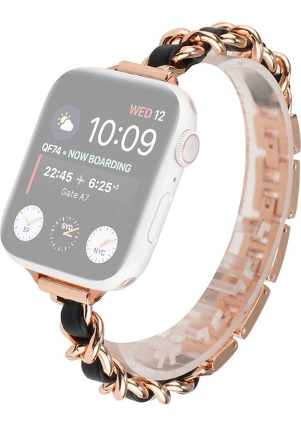 Puluz Apple Watch Uyumlu Series 7 Için Kayış 41Mm / 6 & Se & 5 & 4 40Mm / 3 & 2 & 1 38Mm Gül Altın Siyah