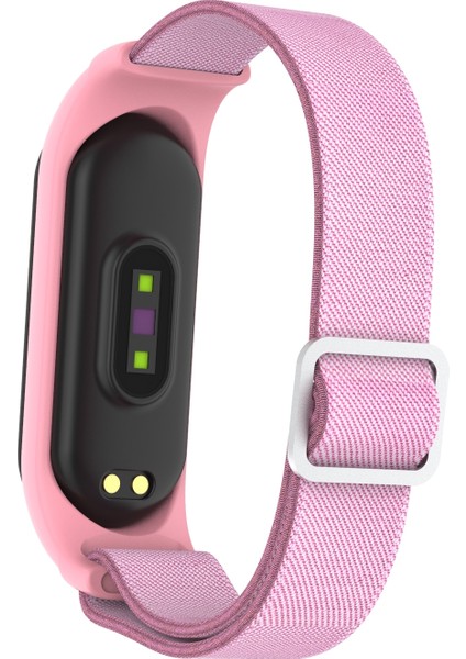 Puluz Xiaomi Mi Band Için 3/4/5 Dimi 8-Şekilli Toka Kordonlu Saat Pembe