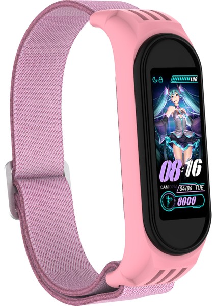 Puluz Xiaomi Mi Band Için 3/4/5 Dimi 8-Şekilli Toka Kordonlu Saat Pembe fırsatları
