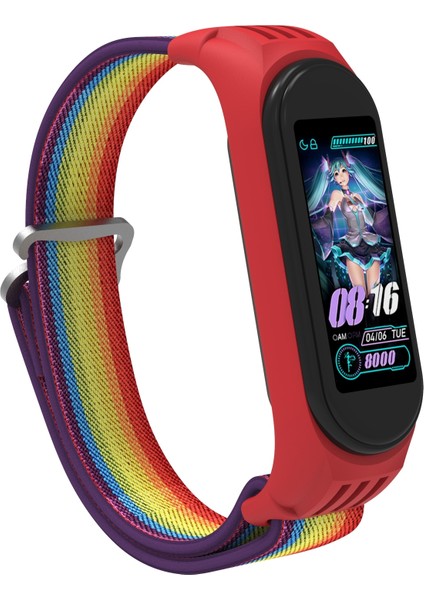 Puluz Xiaomi Mi Band Için 6/5/4/3 Dimi Kordonlu Saat Gökkuşağı