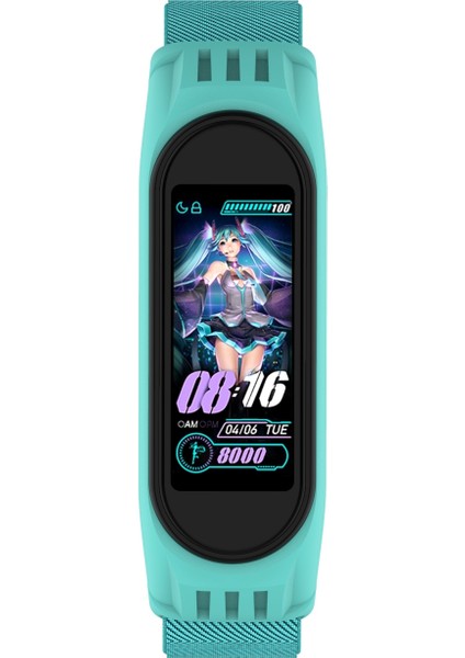 Puluz Xiaomi Mi Band Için 3/4/5 Dimi 8-Şekilli Toka Kordonlu Saat Deniz Yeşili