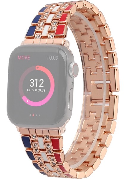 Puluz Apple Watch Uyumlu 7 41Mm / 6&Se&5&4 40Mm / 3&2&1 38Mm Için Kayış Kırmızı Mavi Gül Altın