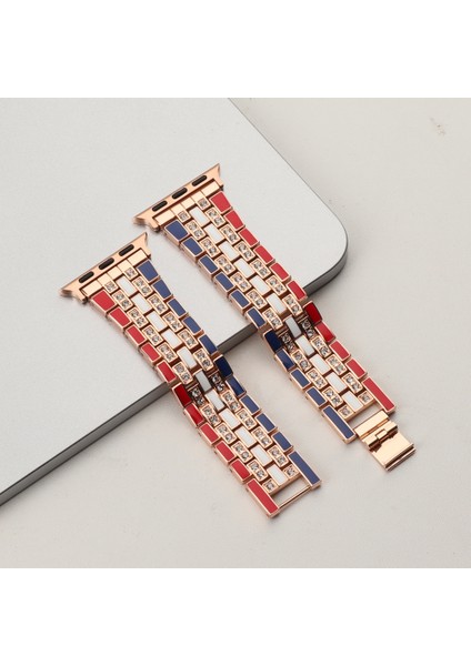 Puluz Apple Watch Uyumlu 7 41Mm / 6&Se&5&4 40Mm / 3&2&1 38Mm Için Kayış Kırmızı Mavi Gül Altın modelleri