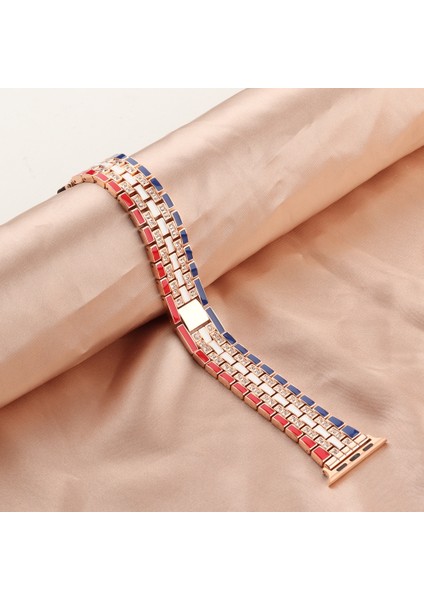 Puluz Apple Watch Uyumlu 7 41Mm / 6&Se&5&4 40Mm / 3&2&1 38Mm Için Kayış Kırmızı Mavi Gül Altın fırsatları