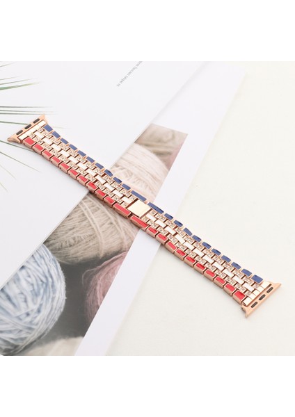 Puluz Apple Watch Uyumlu 7 41Mm / 6&Se&5&4 40Mm / 3&2&1 38Mm Için Kayış Kırmızı Mavi Gül Altın indirimleri