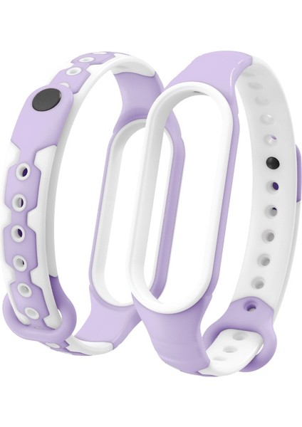 Puluz Xiaomi Mi Band 6 / Band 5 Yedek Saat Kordonu Için Mor Beyaz