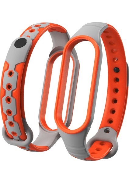 Puluz Xiaomi Mi Band 6 / Band 5 Yedek Saat Kordonu Için Gri Turuncu