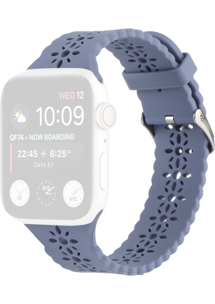 Puluz Apple Watch Uyumlu 7 Için Silikon Kayış Oymak 45Mm / 6&Se&5&4 44Mm / 3&2&1 42Mm Gri Mavi