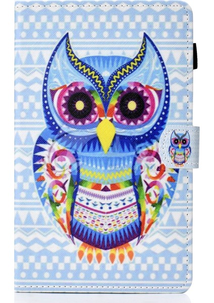 Puluz Amazon Kindle Fire Hd 8 Renkli Çizim Dikiş Pu Kılıf - Renkli Baykuş (Yurt Dışından)