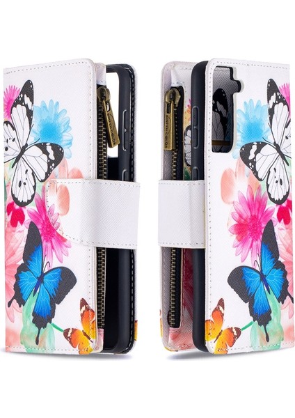BF03 Desen Baskı Deri Fermuarlı Telefon Kılıfı (Yurt Dışından)